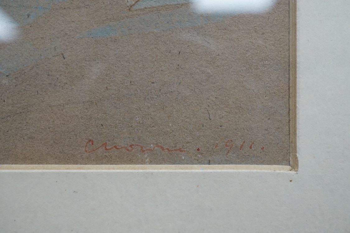 Gerard Chowne (1875-1917), gouache, Continental vineyards, signed and dated 1911, 20 x 34cm. Condition - good